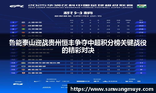 鲁能泰山迎战贵州恒丰争夺中超积分榜关键战役的精彩对决