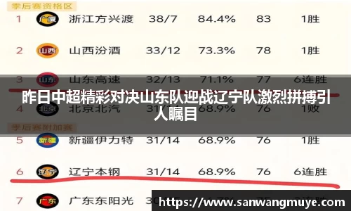 昨日中超精彩对决山东队迎战辽宁队激烈拼搏引人瞩目